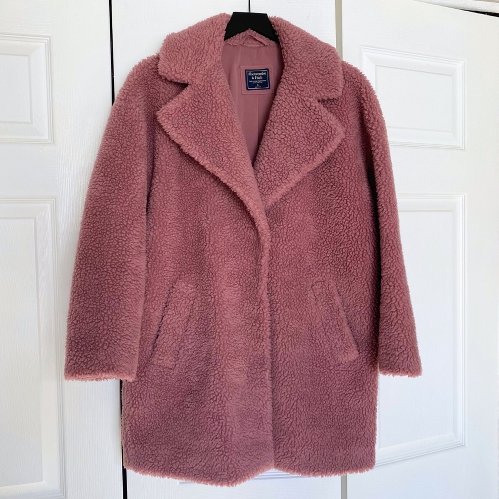 Abercrombie Pink Faux Sherpa Teddy coat